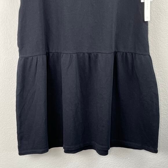 Caslon Cotton Black Drop Waist Short Sleeve Babydoll Mini Dress Med/Large NWT - Picture 9 of 13